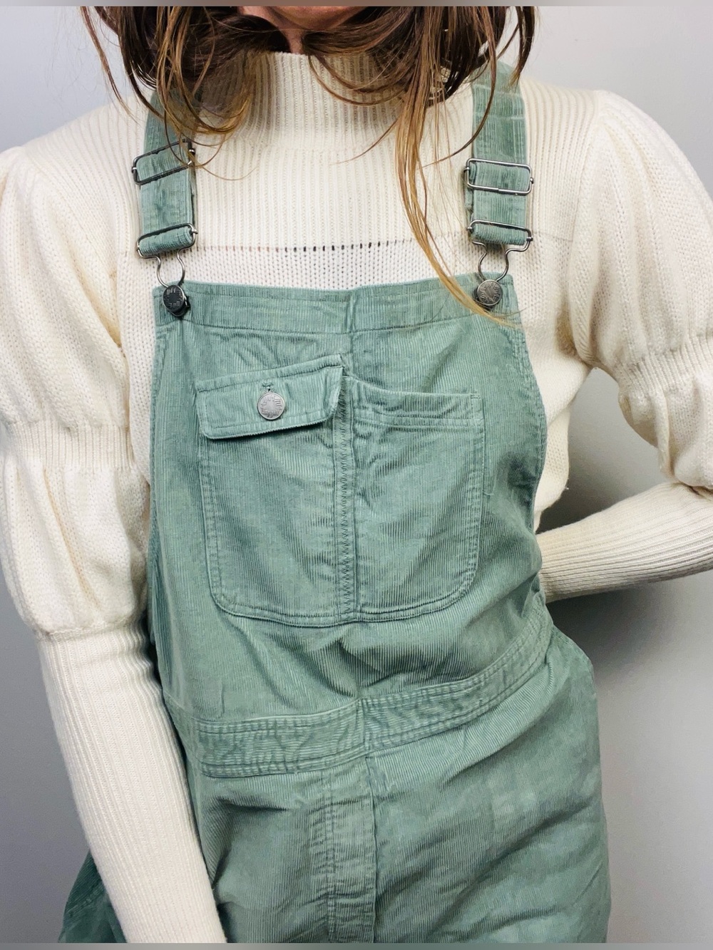J.Jill Sage Green Corduroy Overalls – Relaxed Utility Style – Women’s Size 2X